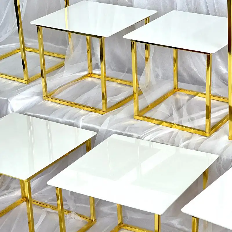 12-20 PCS Luxury Gold Frame Wh - Display Risers Set ulasan dan harga